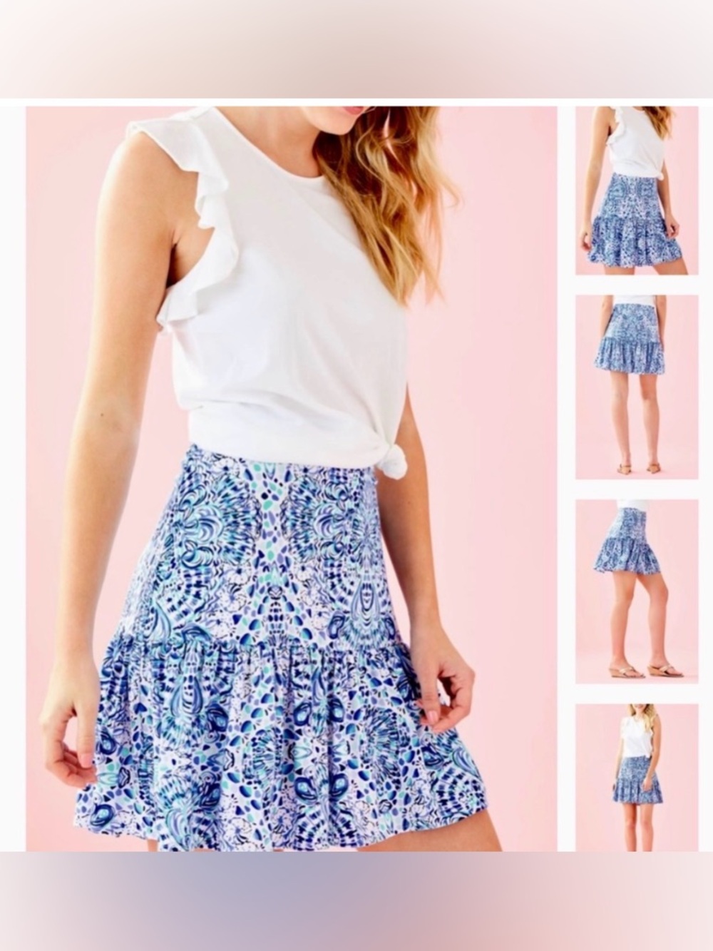 Lilly Pulitzer Jacey Skirt Resort White Call My Shell Phone